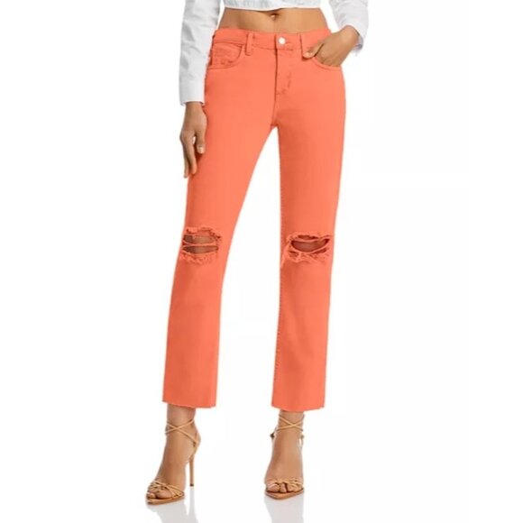 New L'AGENCE Milana Low Rise Stovepipe Straight-Leg Jean in Bright Coral size 34 - Picture 2 of 15